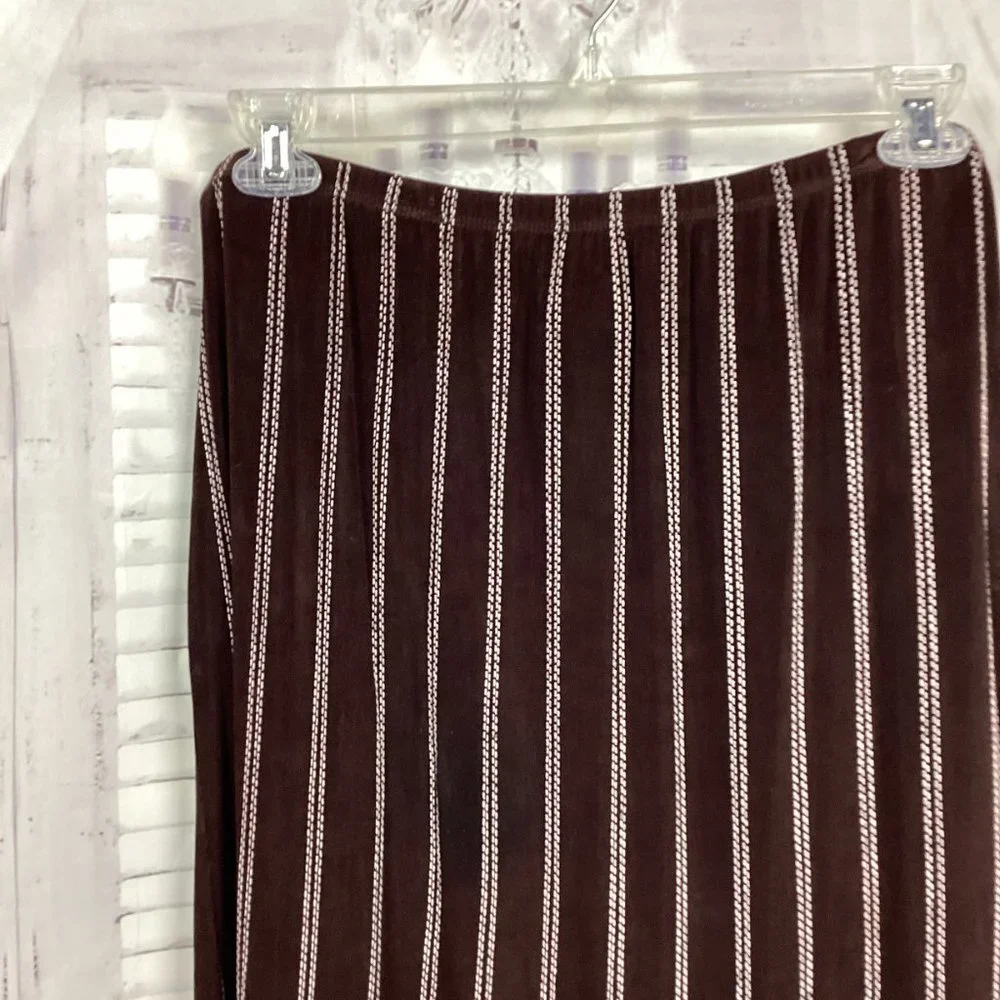 Citiknits Brown Cream Striped Pencil Midi Skirt 1X